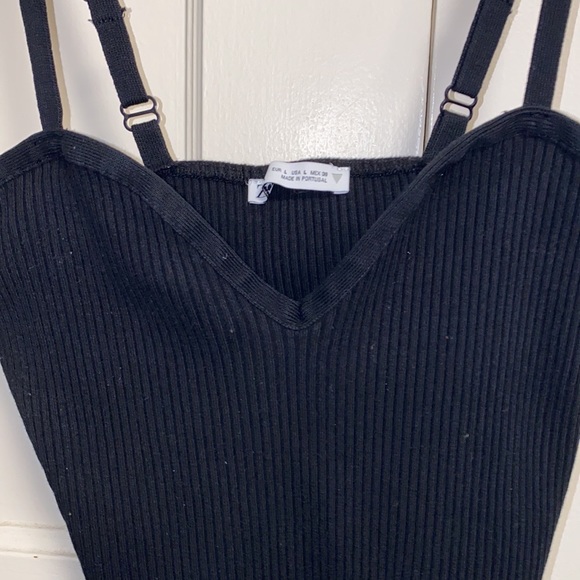 Zara Large Black Ribbed Top - Picture 5 of 9